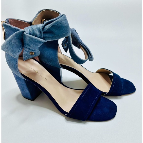 Tommy Hilfiger Women's Light Blue and Navy Suede Heels Size 9M - Picture 1 of 7